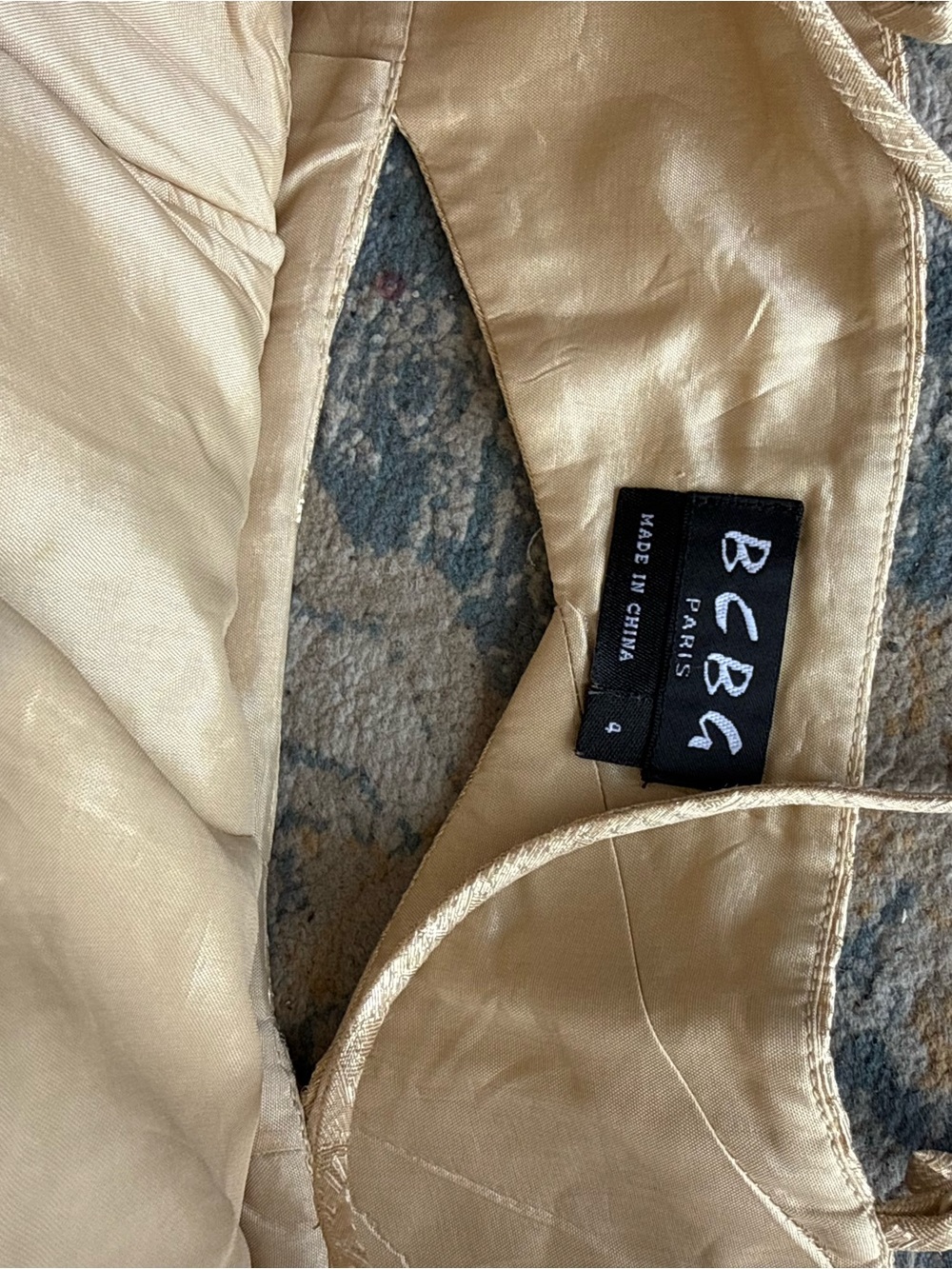 BCBG Paris Champagne Satin Dress size 4
